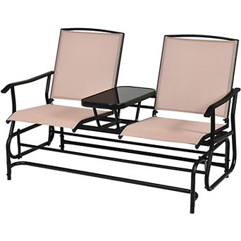 Costway 2 Person Outdoor Patio Double Glider Chair Loveseat Rocking