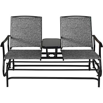Costway 2 Person Outdoor Patio Double Glider Chair Loveseat Rocking