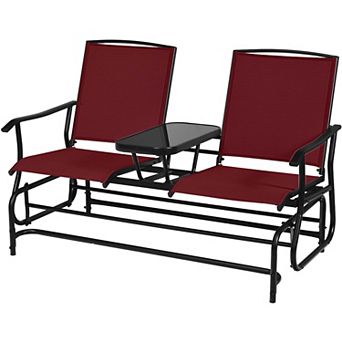 Costway 2 Person Outdoor Patio Double Glider Chair Loveseat Rocking