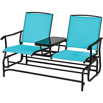Costway 2 Person Outdoor Patio Double Glider Chair Loveseat Rocking