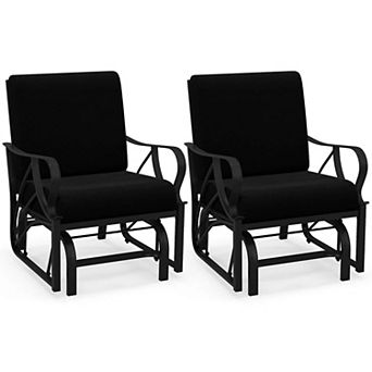 Costway 2 pc Patio Rocking Chair with Cushion Heavy-Duty Metal Frame Smooth Glider Outdoor