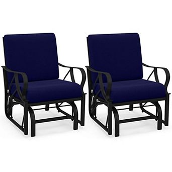 Costway 2 pc Patio Rocking Chair with Cushion Heavy-Duty Metal Frame Smooth Glider Outdoor