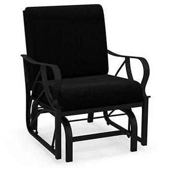 Costway Patio Rocking Chair with Cushion Heavy-Duty Metal Frame Smooth Glider Outdoor