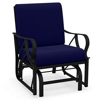 Costway Patio Rocking Chair with Cushion Heavy-Duty Metal Frame Smooth Glider Outdoor