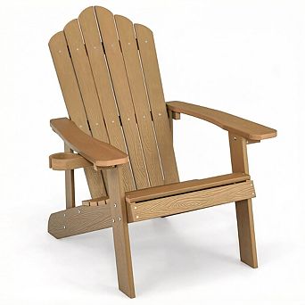 Costway Patio HIPS Adirondack Chair with Cup Holder Weather Resistant Outdoor 380 LBS