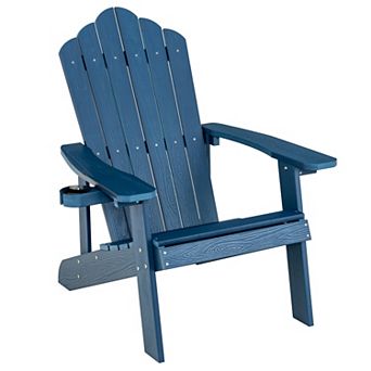 Costway Patio HIPS Adirondack Chair with Cup Holder Weather Resistant Outdoor 380 LBS