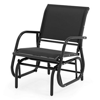 Costway Outdoor Single Swing Glider Rocking Chair Armrest Garden Porch Backyard