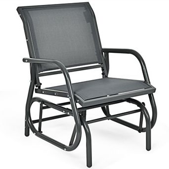 Costway Outdoor Single Swing Glider Rocking Chair Armrest Garden Porch Backyard