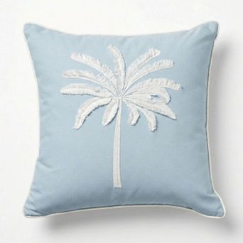 Edie@Home Embroidered Palm Tree Decorative Pillow