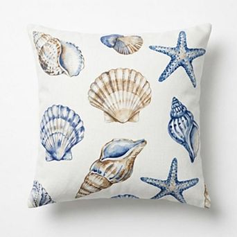Edie@Home Watercolor Seashells Decorative Pillow