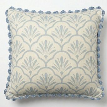 Edie@Home Fan Print Decorative Trim Throw Pillow