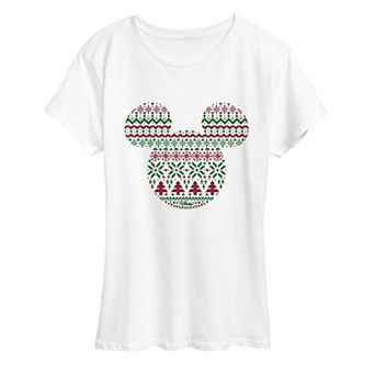 Women's Disney's Mickey Mouse Fair Isle Holiday Graphic Tee