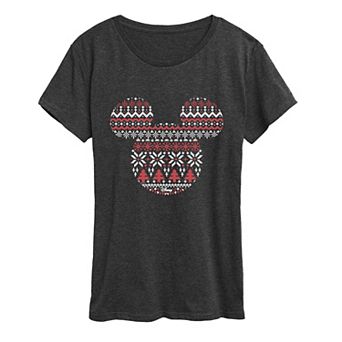 Women's Disney's Mickey Mouse Fair Isle Holiday Patterns Graphic Tee