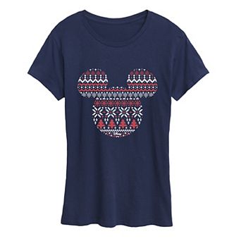 Women's Disney's Mickey Mouse Fair Isle Holiday Patterns Graphic Tee