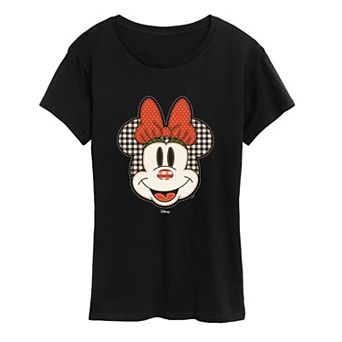 Women's Disney's Minnie Mouse Plaid Patch Graphic Tee
