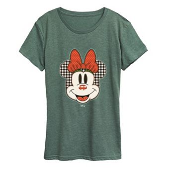 Women's Disney's Minnie Mouse Plaid Patch Graphic Tee