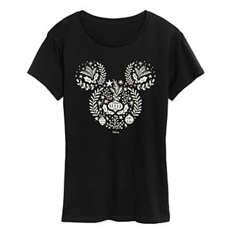 Women's Disney's Mickey Mouse Scandinavian Christmas Silhouette Graphic Tee