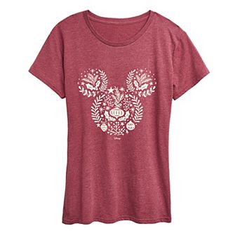 Women's Disney's Mickey Mouse Scandinavian Christmas Silhouette Graphic Tee