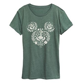 Women's Disney's Mickey Mouse Scandinavian Christmas Silhouette Graphic Tee