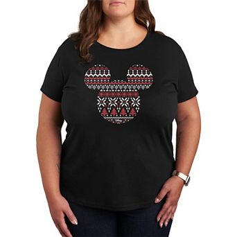 Plus Size Disney's Mickey Mouse Fair Isle Holiday Patterns Graphic Tee