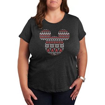 Plus Size Disney's Mickey Mouse Fair Isle Holiday Patterns Graphic Tee