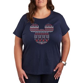 Plus Size Disney's Mickey Mouse Fair Isle Holiday Patterns Graphic Tee