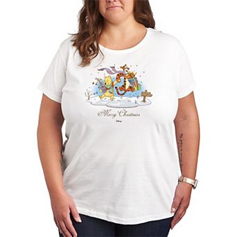 Plus Size Disney's Winnie The Pooh & Tigger Merry Christmas Graphic Tee