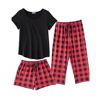 Ekouaer Capri Pajamas for Women Set Short Sleeve Pajama Sets Floral Pj Sets Soft Sleepwear