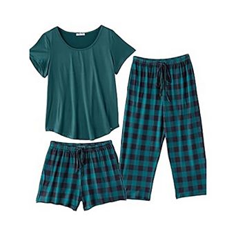 Ekouaer Capri Pajamas for Women Set Short Sleeve Pajama Sets Floral Pj Sets Soft Sleepwear