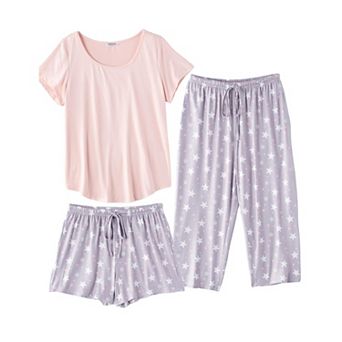 Ekouaer Capri Pajamas for Women Set Short Sleeve Pajama Sets Floral Pj Sets Soft Sleepwear