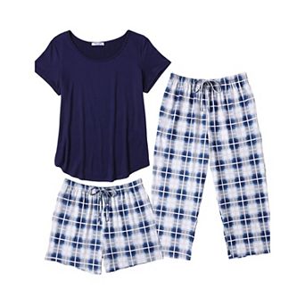 Ekouaer Capri Pajamas for Women Set Short Sleeve Pajama Sets Floral Pj Sets Soft Sleepwear