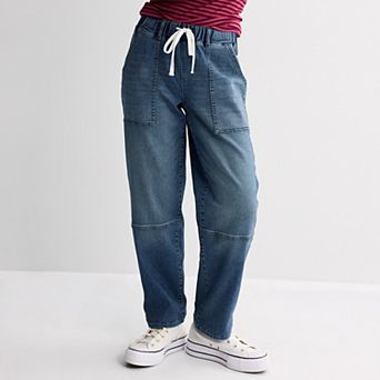 Juniors' SO® High Rise Pull-On Seamed Straight Leg Denim Jeans