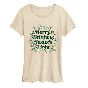 Women's Merry & Bright by Jesus's Light Graphic Tee