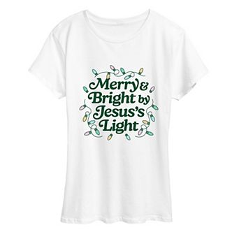 Women's Merry & Bright by Jesus's Light Graphic Tee