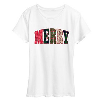 Women's Merry Holiday Patterns Graphic Tee