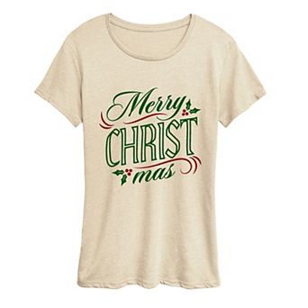 Women's Merry Christmas Classic Script Graphic Tee