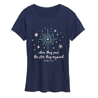 Women's “When They Saw the Star, They Rejoiced” Religious Scripture Graphic Tee