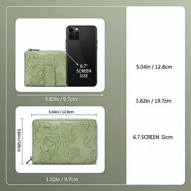 ZUQIETA Women's Small RFID Bifold Wallet Card Slots, ID Window, Zipper Pocket