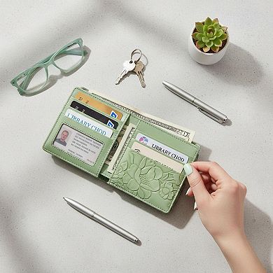 ZUQIETA Women's Small RFID Bifold Wallet Card Slots, ID Window, Zipper Pocket