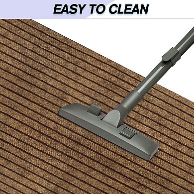 Custom Size Non Slip Stripe Area Rug Runner Easy Clean Waterproof Low Profile High Traffic