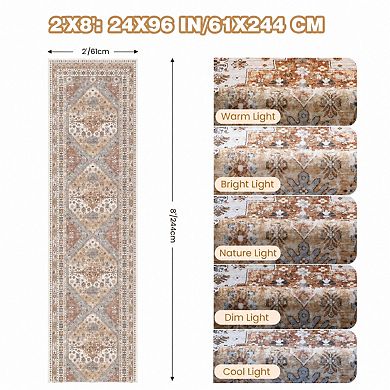 Non Slip Washable Low Pile Runner Rug Soft Vintage Hallway Kitchen Bedroom Rug