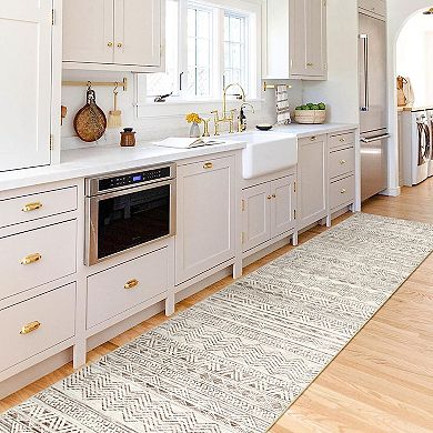 Moroccan Style Washable Hallway Runner Rug Non Slip Low Pile Versatile Floor Mat