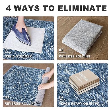 Non Slip Washable Printed Low Pile Runner Rug Soft Home Floor Mat