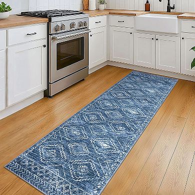 Non Slip Washable Printed Low Pile Runner Rug Soft Home Floor Mat