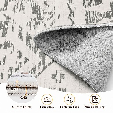 Moroccan Style Washable Hallway Runner Rug Non Slip Low Pile Indoor Floor Carpet