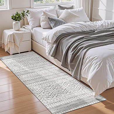 Moroccan Style Washable Hallway Runner Rug Non Slip Low Pile Indoor Floor Carpet