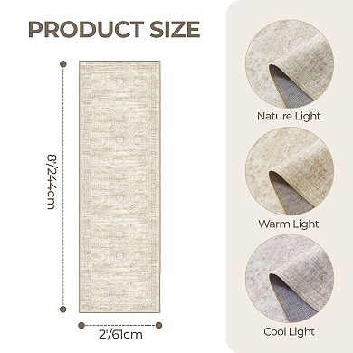 Non Slip Washable Low Pile Hallway Runner Rug Soft Stain Resistant Multi Use