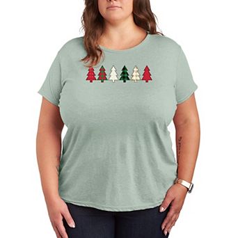 Plus Size Christmas Tree Patterns Graphic Tee