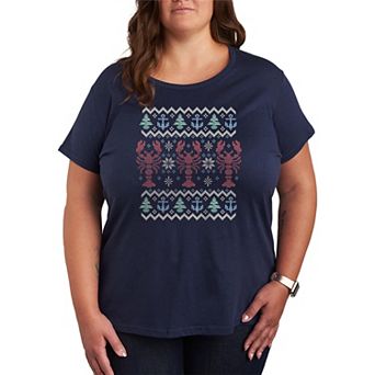 Plus Size Nautical Fair Isle Holiday Sweater Graphic Tee