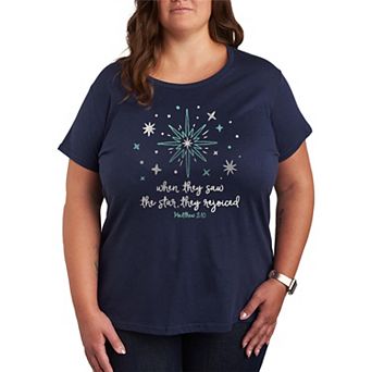 Plus Size “When They Saw the Star, They Rejoiced” Religious Scripture Graphic Tee